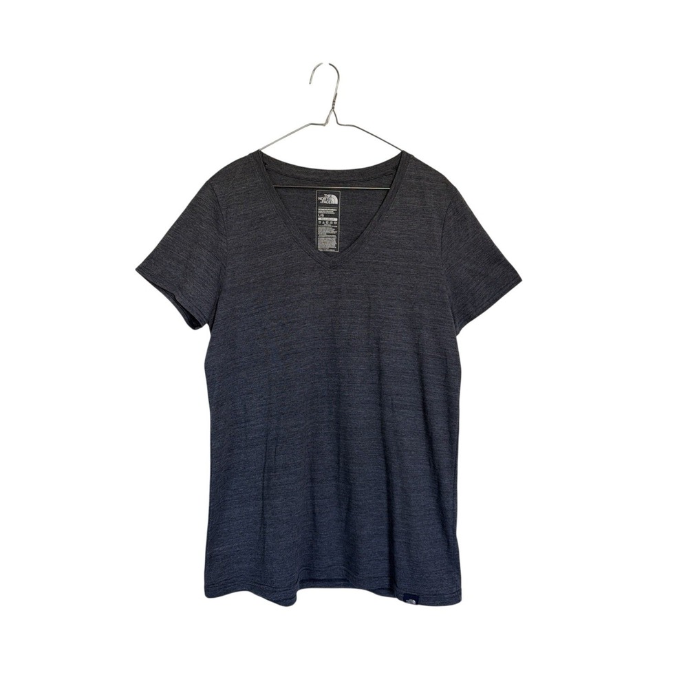 The North Face Womens Gray Heather V-Neck Relaxed Fit T-Shirt L NF0A2SZNAVM